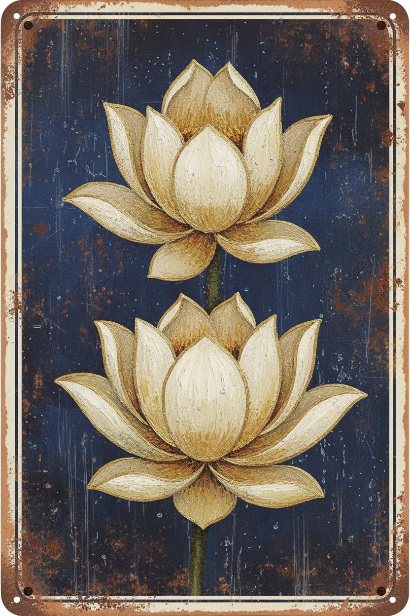 Retro Flower Garden Flower In The Night Tin Sign Vintage Fresh Herbs Metal Plate Iron Painting Decor For Kit Home Decoration Vintage Nostalgic Mural Dimensions 8x12 INCH Signs Aluminum Plates Printed