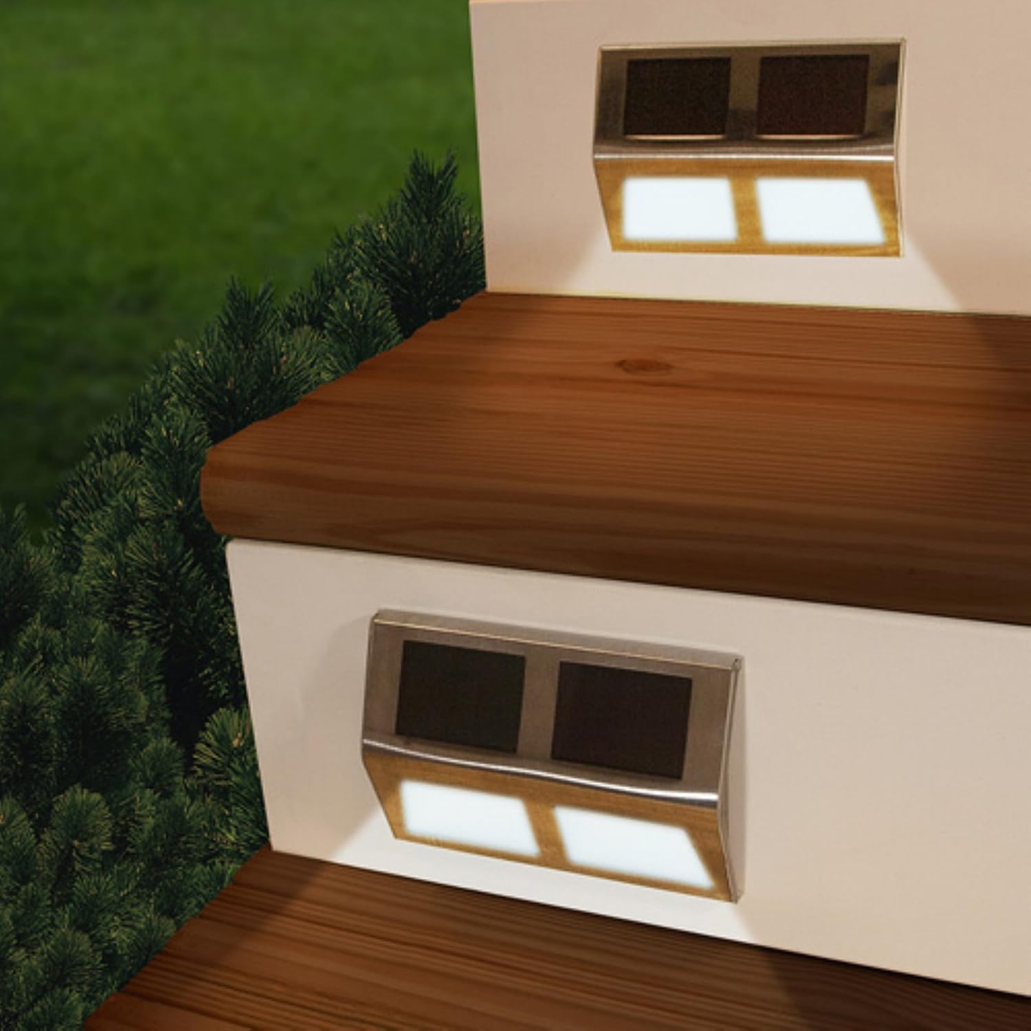 Touch Of ECO TOE073 Sunstep Solar Steel Step Light, Sliver, Medium (Pack of 2)