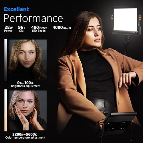 Miniatura 2 de Neewer Luz LED bicolor regulable con soporte en U para estudio, kit de iluminación para fotografía de video al aire libre, marco de metal duradero