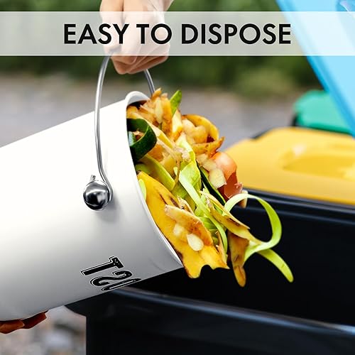 Miniatura 5 de ENLOY - Contenedor de compostaje para cocina, para encimera, con tapa, para residuos de alimentos en la cocina, con recubrimiento en polvo, a prueba