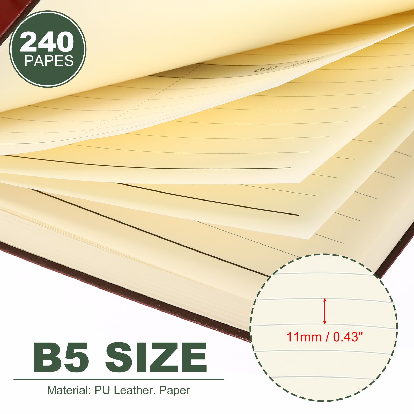 PATIKIL 6.9x9.8 Inch Lined Journal Notebook, B5 240 Pages Classic Soft PU Leather Hardcover Notebook for Writing Work Note Taking Business, Brown - Image 2