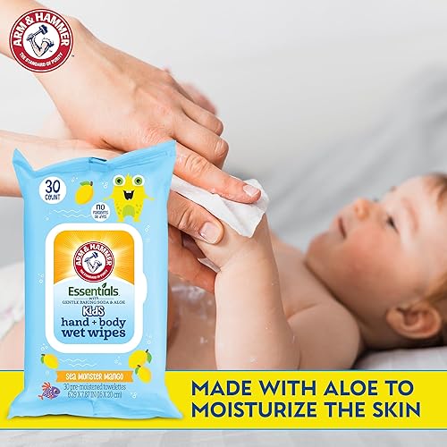 Miniatura 4 de Sea Monster - Toallitas húmedas de mango para bebé, 30 unidades de toallitas húmedas para cara y cuerpo, 1 paquete abatible de toallas infundidas