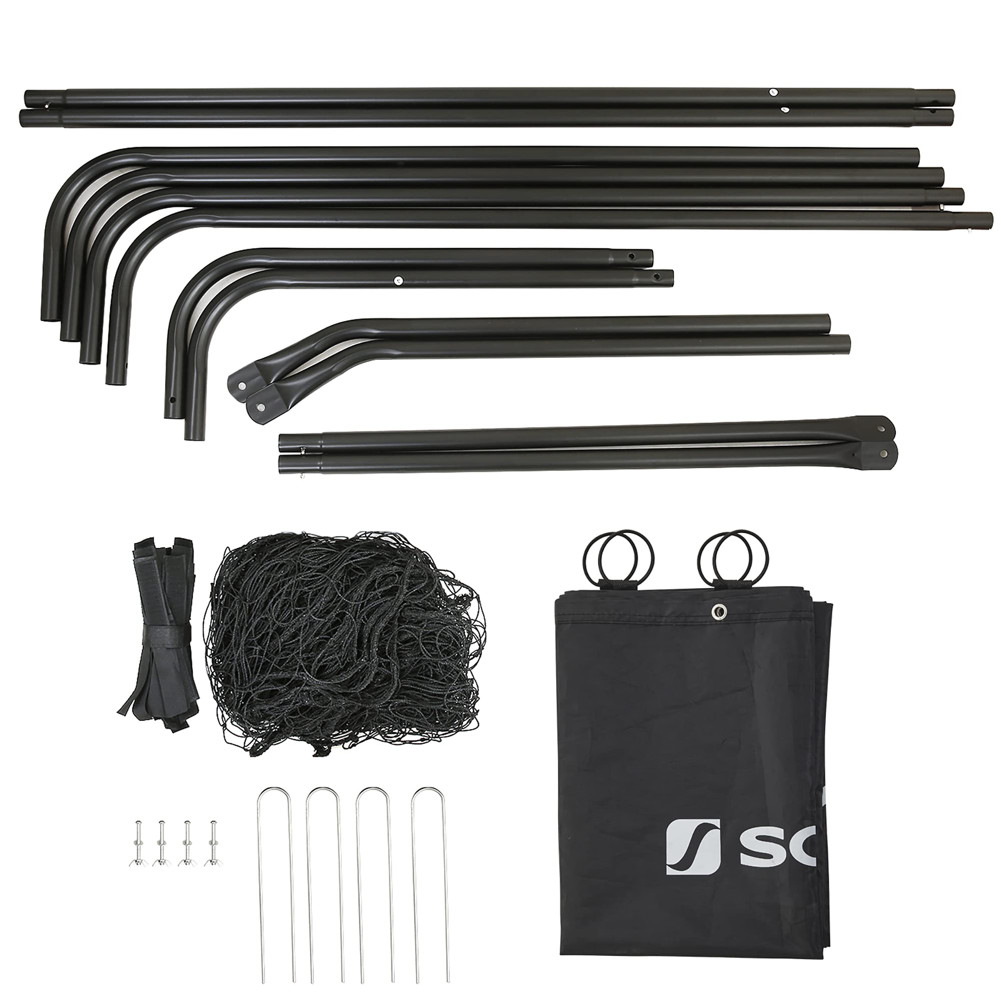 SONGMICS Portería de fútbol para niños, Red de PE, Tubos de Hierro, Negro SZQ215B02