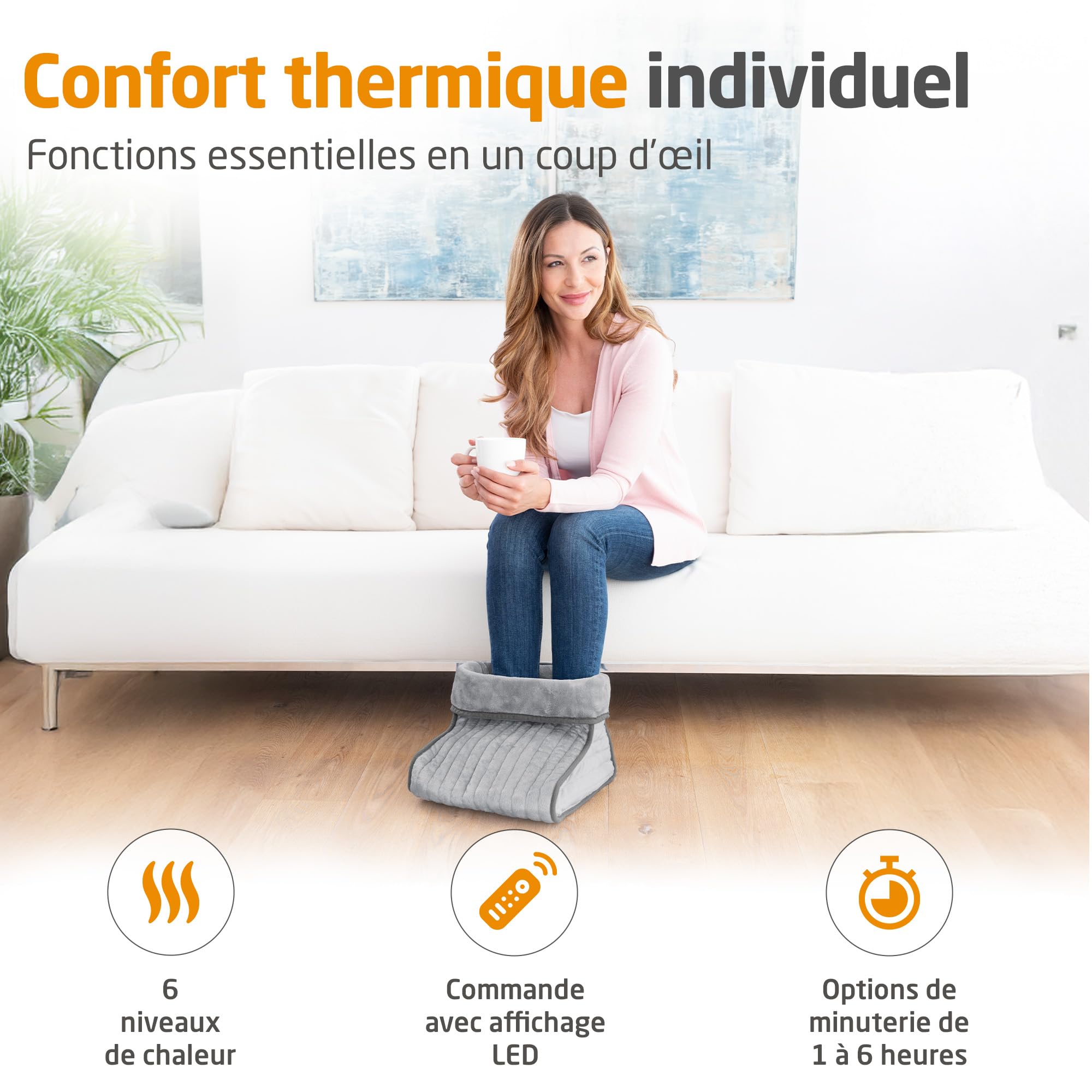 medisana FWS chauffe-pieds, Couverture chauffante pour pieds, Doublure intérieure pelucheuse et lavable, Arrêt automatique, Protection contre la surchauffe, Jusqu'à la pointure 46