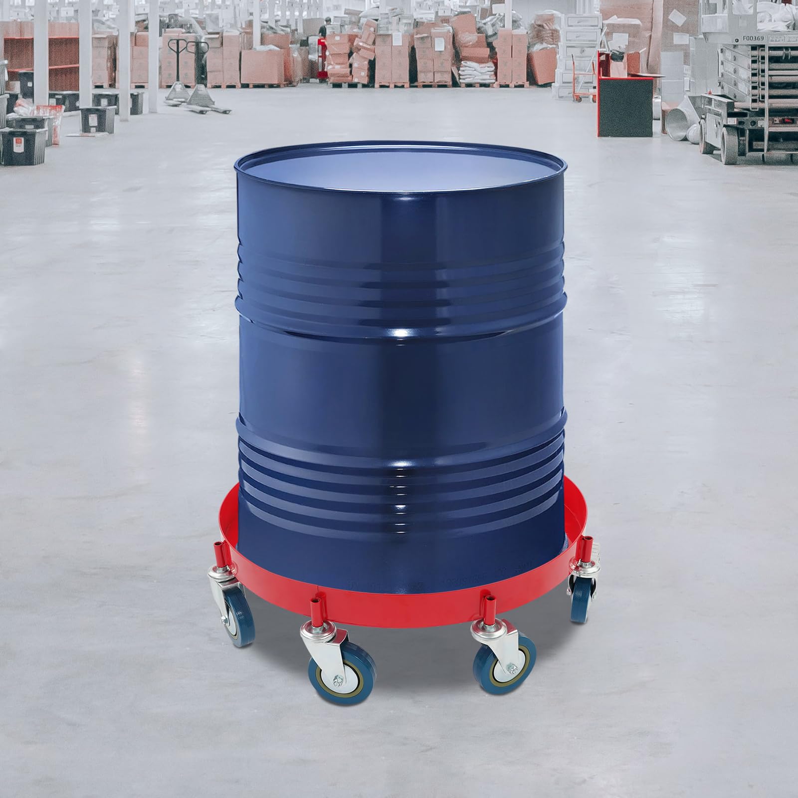 Fasswagen Schwerlast mit 8 Rädern und Querstreben Trommel-Dolly bis 2000 lbs Rollbarer Fassroller für 55 Gallonen Industrie Barrel Cart für Werkstatt Lager Garage (Rot)