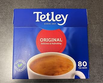 Tetley Black Tea Bags, 80 Count Smooth English Breakfast Style Tea, Rich & Full Flavor Hot or Iced Tea, British Tea