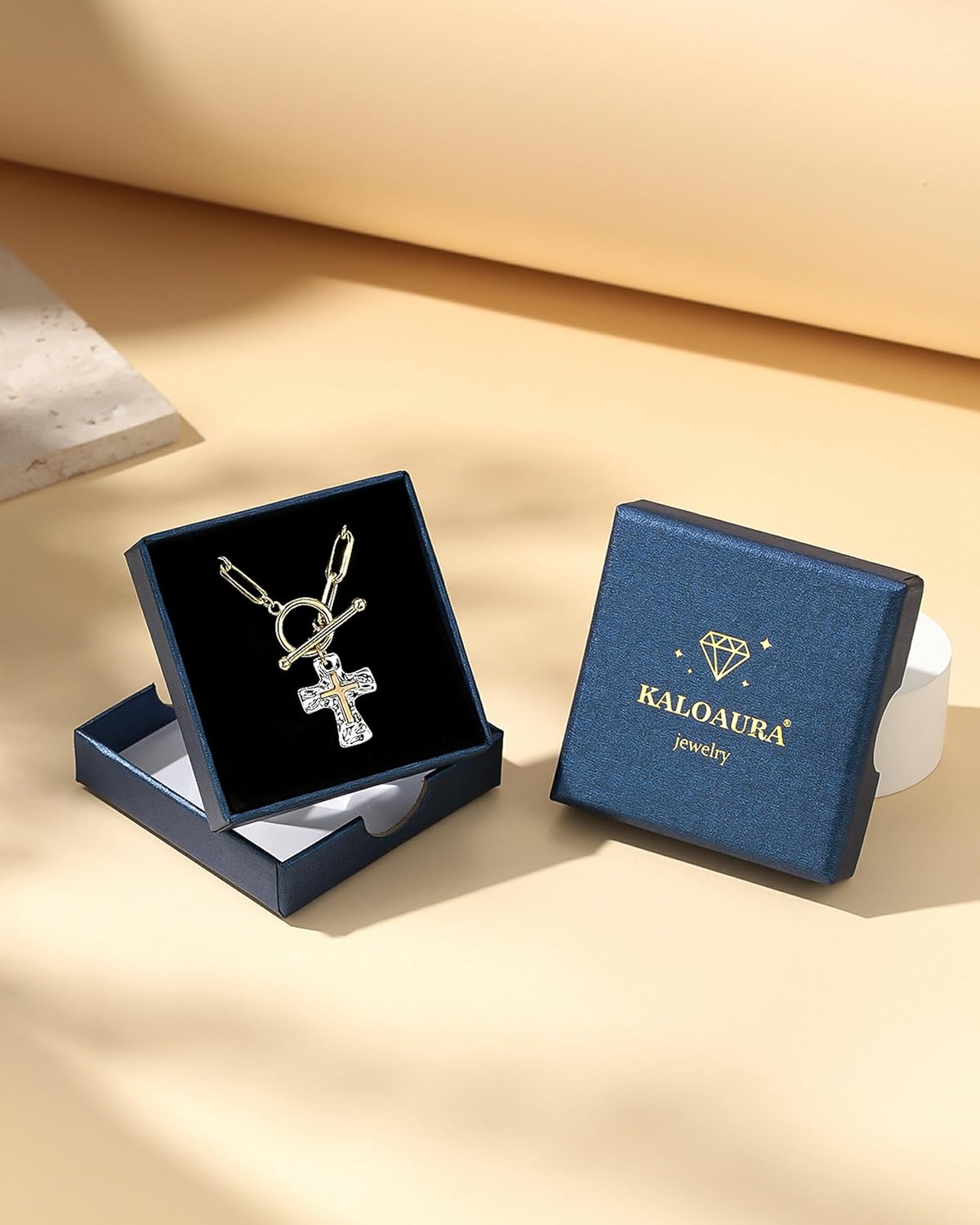 Chunky Cross Necklace for Women, 14K Gold/Silver Plated Statement Paperclip Chain Double Cross Pendant Necklaces Non Tarnish for Faith Religious Christian Jewelry Gifts - Image 6