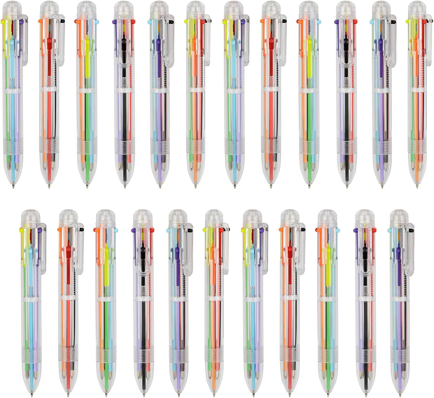 Multicolor Ballpoint Pens, 6-in-1 Retractable Ballpoint Write Press Pen, Pack of 23 Pack (5.5inch)