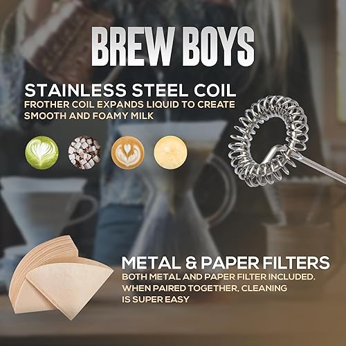 Miniatura 2 de Cafetera de vertido, 8 tazas, 34 onzas, filtro de acero inoxidable de doble capa, cafetera de goteo para verter sobre vidrio resistente al calor,