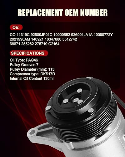 Miniatura 5 de Compresores de aire acondicionado con embrague CO 11319C de repuesto para compresores de aire acondicionado 2009-2014 para Maxima 4Doors 3.5L