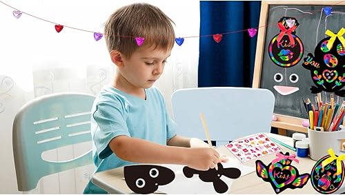 Miniatura 4 de Kit de manualidades para el día de San Valentín para niños 124 piezas regalos para el día de San Valentín arte de rascar con