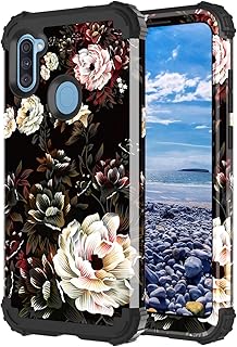 Lontect for Galaxy A11 Case Floral Shockproof Heavy Duty 3 in 1 Hybrid Sturdy Protective Phone Cover Case for Samsung Gala...