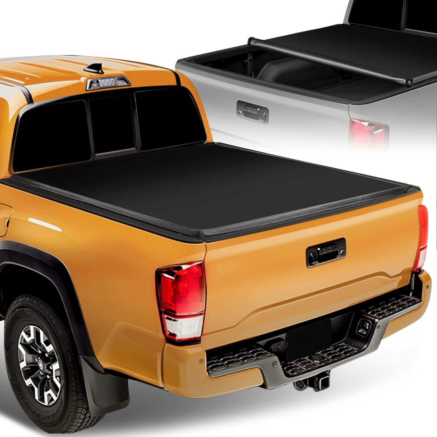 D SOLUTIONS Roll-Up Truck Bed Cover Soft Vinyl Tonneau Cover Compatible with 2005-2015 Toyota Tacoma 6Ft Fleetside/Styleside Bed, Black 2005 2006 2007