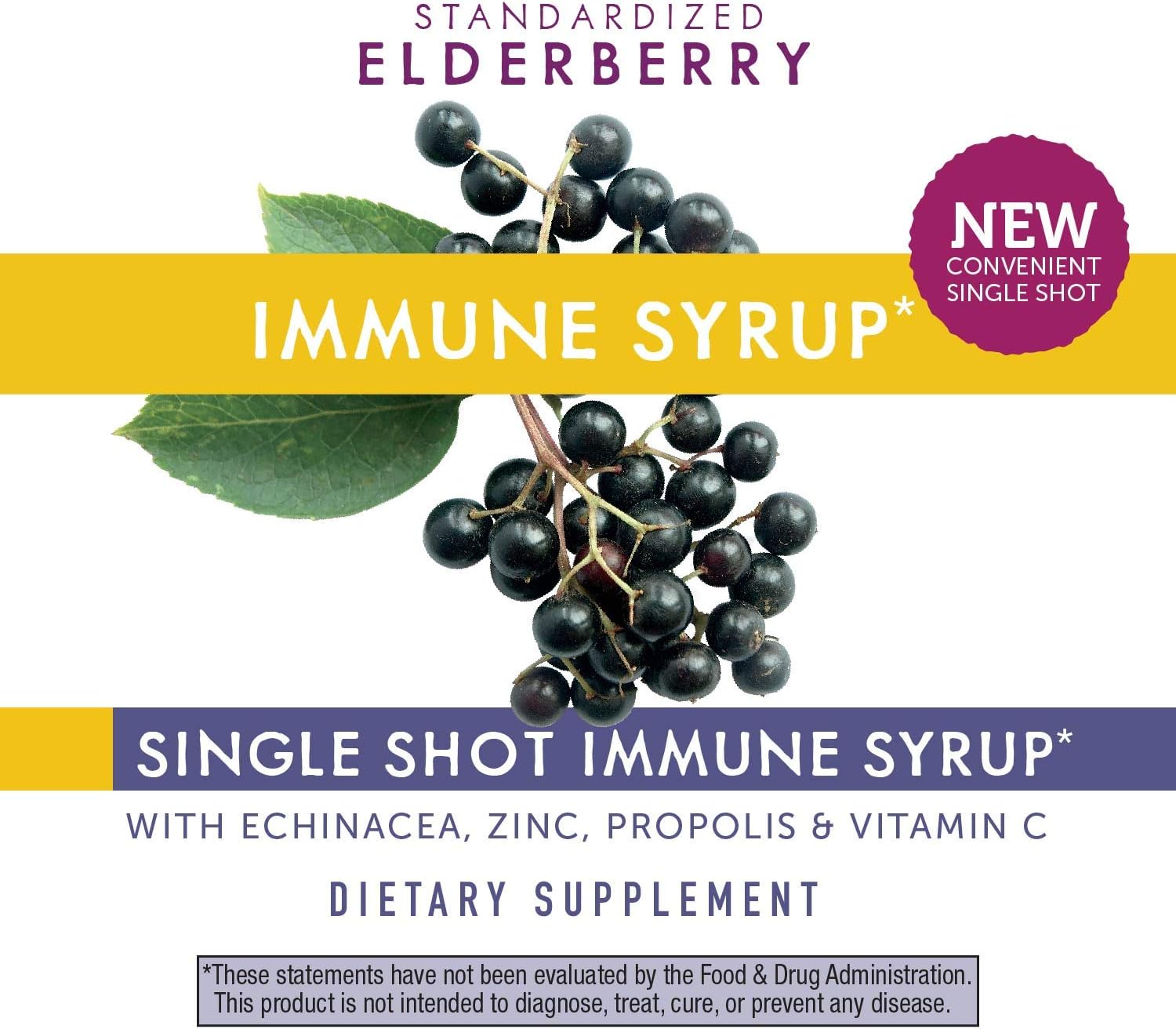 Nature's Way Sambucus Single Shot Immune Syrup, Immune Support*, 0.67 Fl Oz