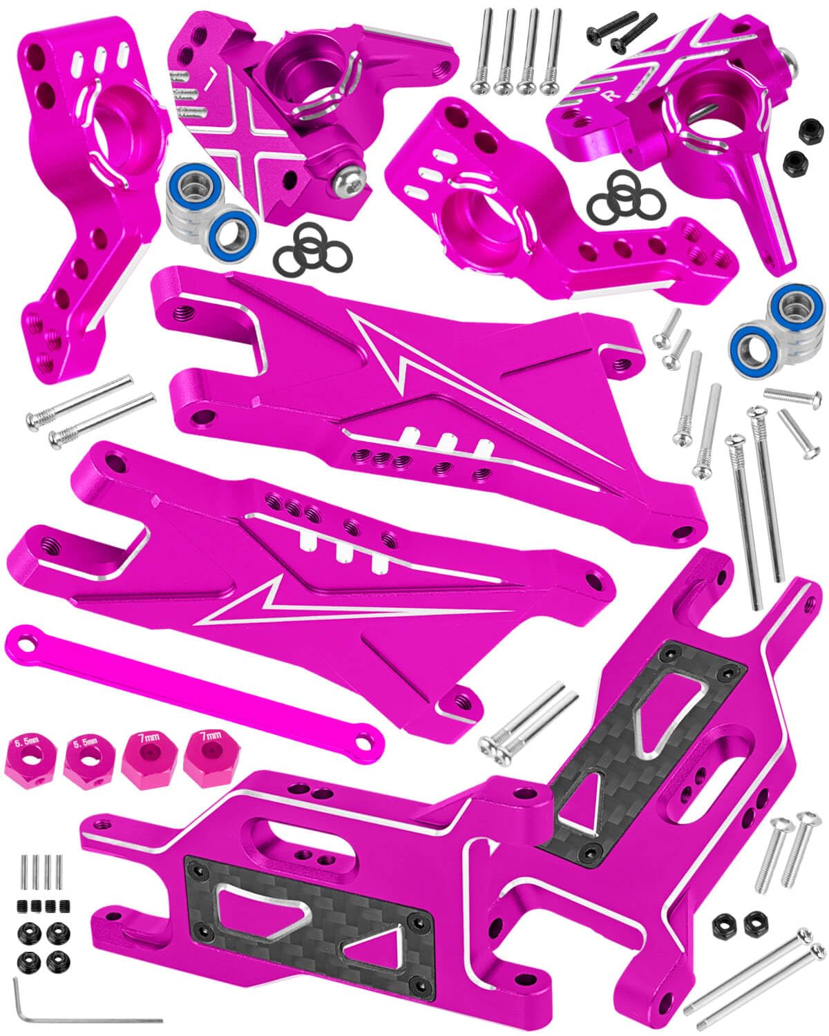 BRCatWPark RC Aluminum Upgrades Part for 1/10 Slash 2WD/Slash 2WD VXL,Suspension Arms & Caster Block,Steering Blocks,Rear Stub Axle Carriers w/