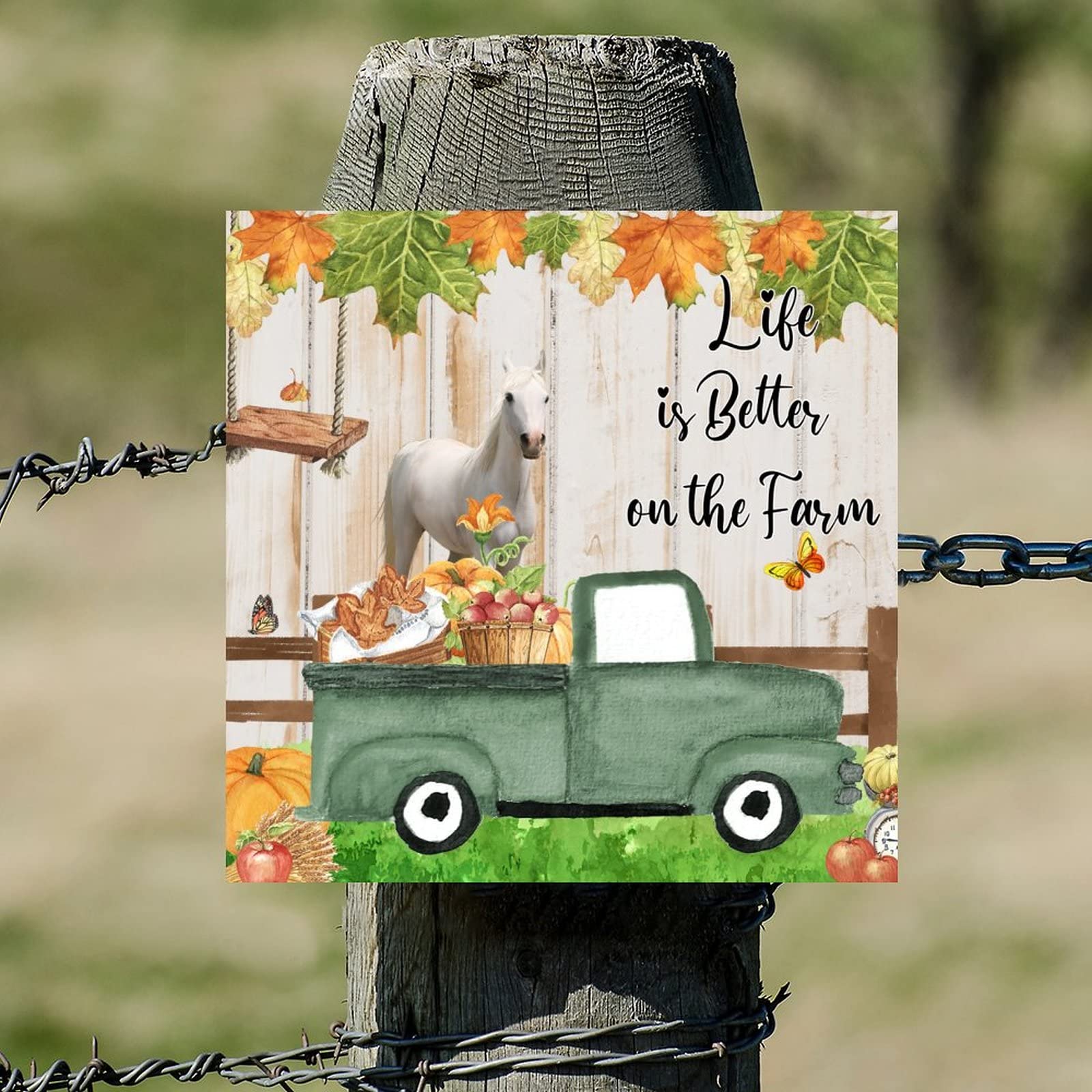 Décoration murale à suspendre en bois style animaux de la ferme