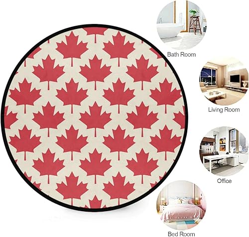 Miniatura 3 de Alfombra redonda de hojas de arce otoñal, de 3 pies, lavable para dormitorio, sala de estar, alfombra circular de otoño, tapete antideslizante para