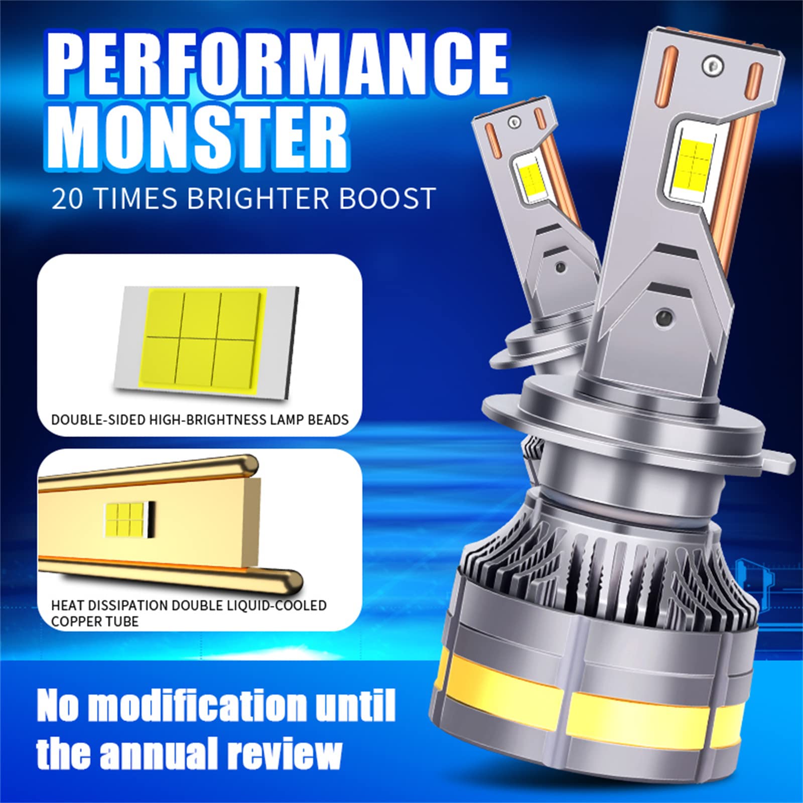 Bombillas LED Para Faros Delanteros, 600% De Brillo Bombilla LED De Temperatura De Tres Colores, Kit De Bombillas Para Faros Delanteros De Repuesto Plug-And-Play, Paquete De 2,H1