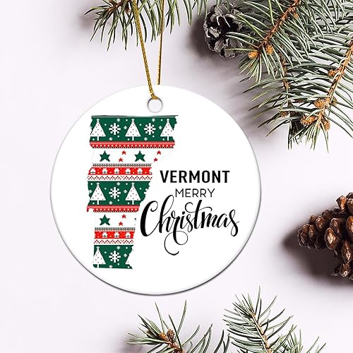 Miniatura 8 de Evans1nism Adorno de Navidad del estado de Vermont, recuerdo de la ciudad, recuerdo de cerámica, orgullo estatal, vacaciones, adorno de impresión de