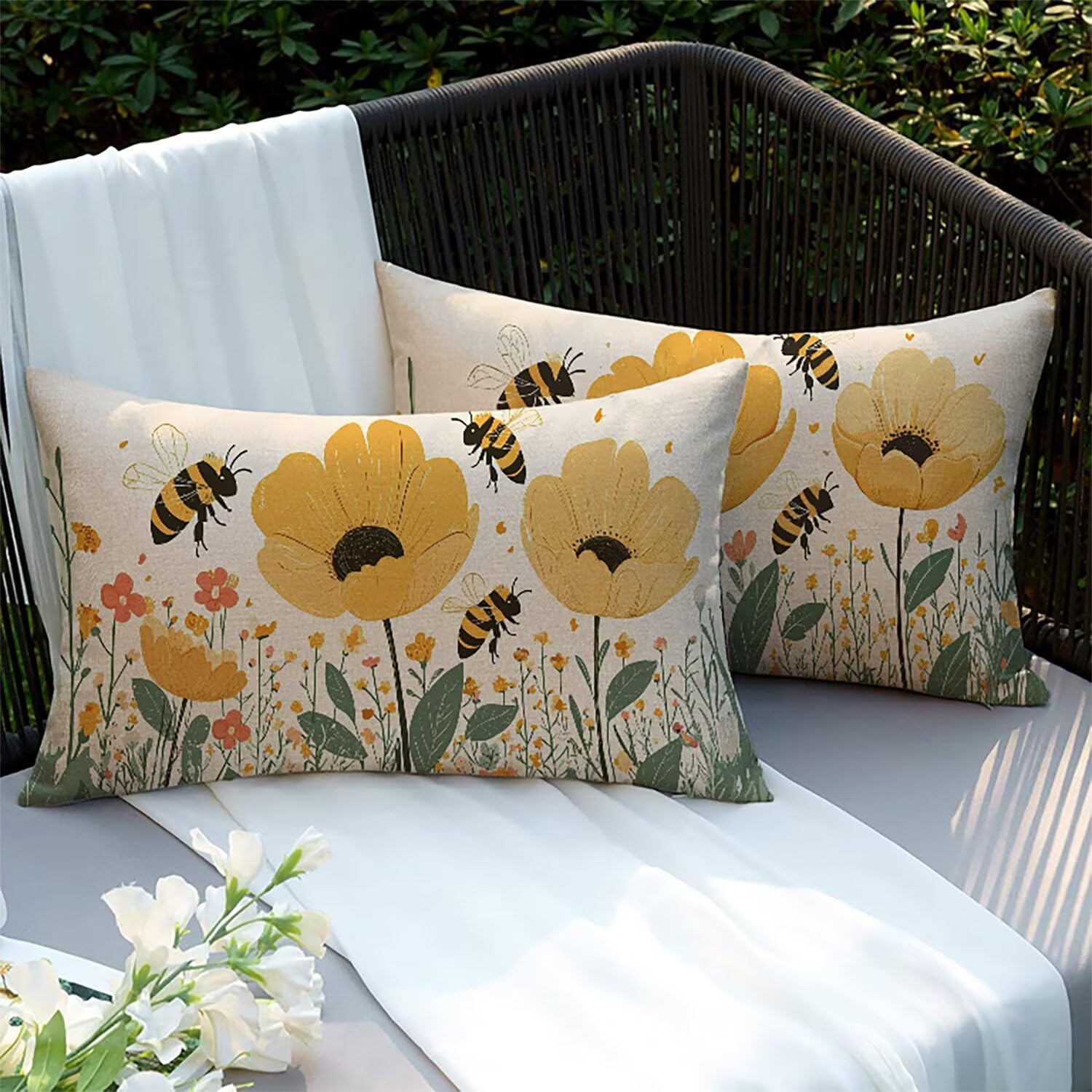Taie d'oreiller extérieure imperméable animaux 70x40cm housses coussins canapé jardin