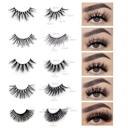 Miniatura 8 de Pestañas al por mayor, pestañas de visón sintético 3D a granel, pestañas reutilizables hechas a mano de 0.709 in, 5 estilos dramáticas y esponjosas