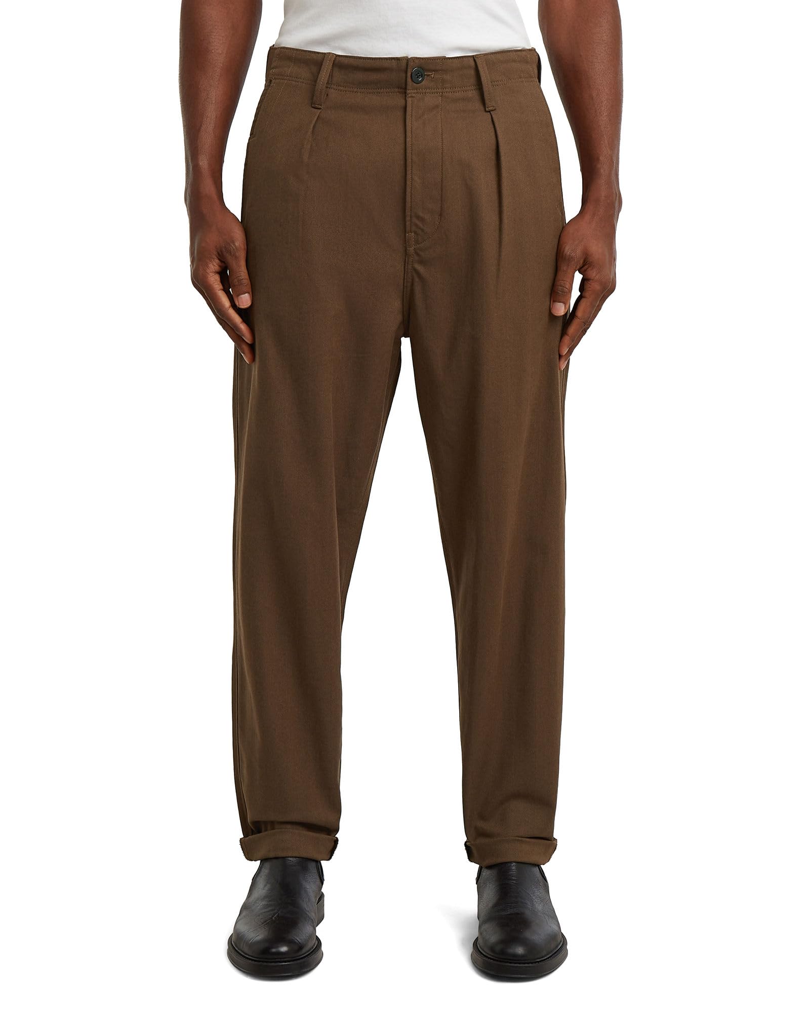 G-Star Pleated Chino Relaxed Tapered, Multicolore (Desert Palm/Deep Brown HB D24543-d731-h616), 27W x 30L