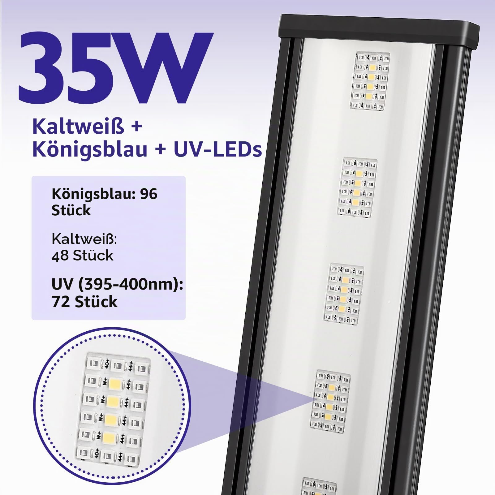 hygger Aquarium LED Licht für Salzwasser, 35W Clip On Meerwasser Beleuchtung für Aquarien 24/7-Modus Aquarium Lampe mit Timer Nano-Tank-Riffleuchte für Korallen Coral Marine