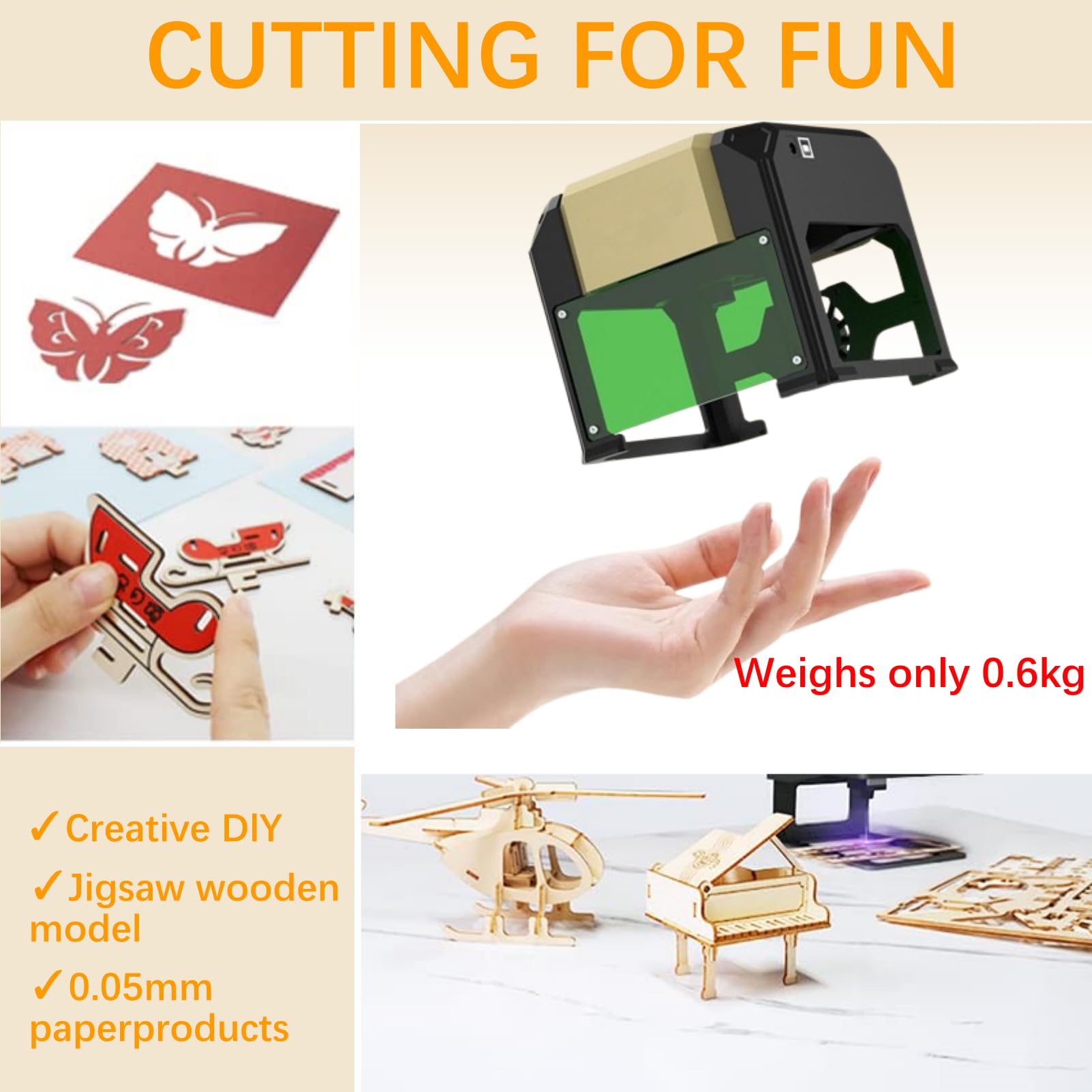 Graveur laser de précision pour projets de bricolage – Technologie de fibre Ultra HD avec précision de 0,05 mm, idéal pour les œuvres d'art en bois, vinyle, cuir et verre