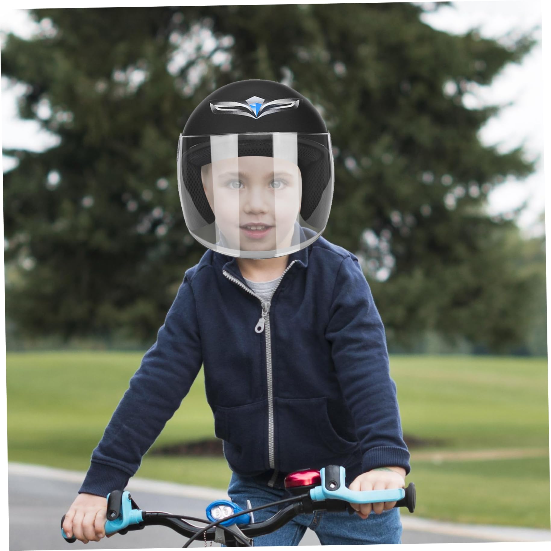 Casco de Bicicleta para niños, Ajustable, cómodo, de Cara Completa, Casco de Seguridad para Scooter, Resistente al Viento, absorción de Impactos, Accesorios para la Cabeza para niñas, niños y