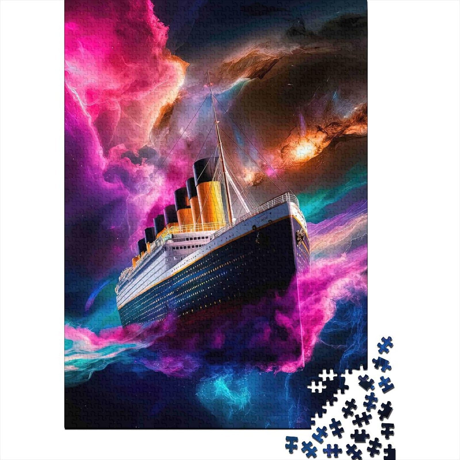 Titanic Space Voyage 1000pc DIY Jigsaw Puzzle for Teen Puzzle Fans Thick Paper Home Decoration Wall Display Brain Challenge Puzzle 38x26cm/1000pcs