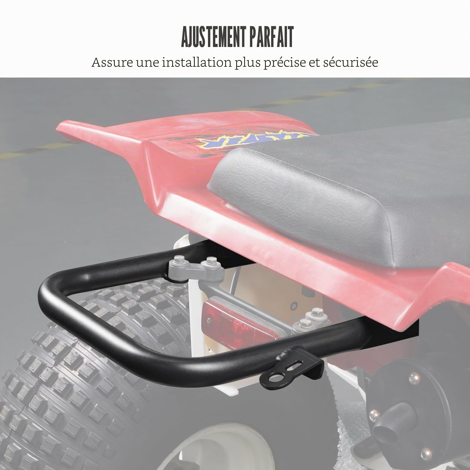 NICECNC Barre d'appui arrière Noire en Acier Carbone Robuste Compatible avec Yamaha Blaster 200 YFS200 1988 1989 1990 1991 1992 1993-2006, Remplacement pour 5KJ-2845R-30-00, 5KJ-2845R-00-00
