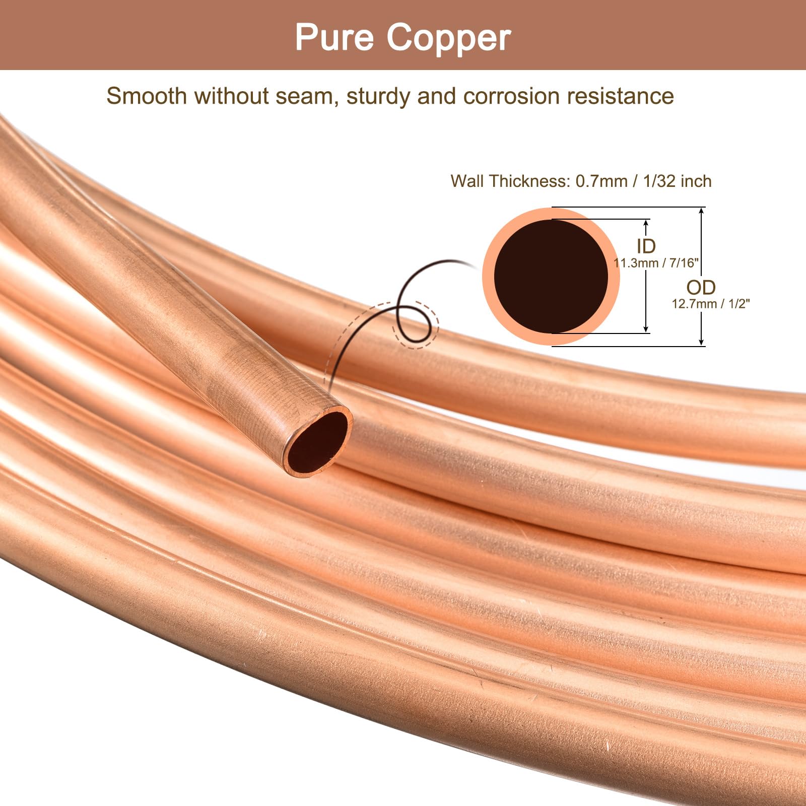 QUARKZMAN Kupferrohr 1/4 Zoll - 3ft Kühlmittelrohr Für Klimaanlagen