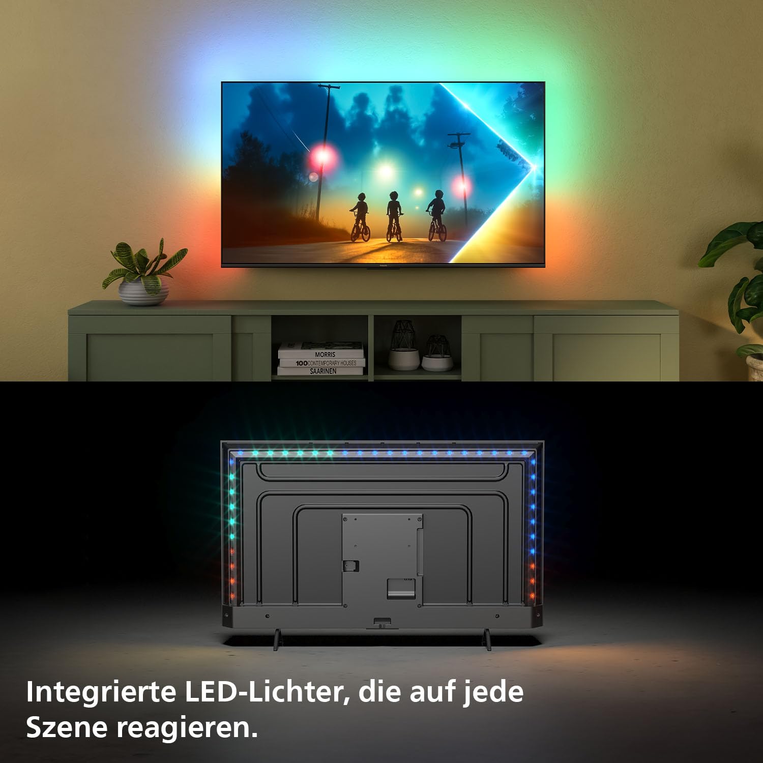 PHILIPS Ambilight 55PUS8200 4K LED Smart TV - 55 Zoll Display mit Pixel Precise Ultra HD, Titan OS, Dolby Vision und Dolby Atmos Sound, 2025