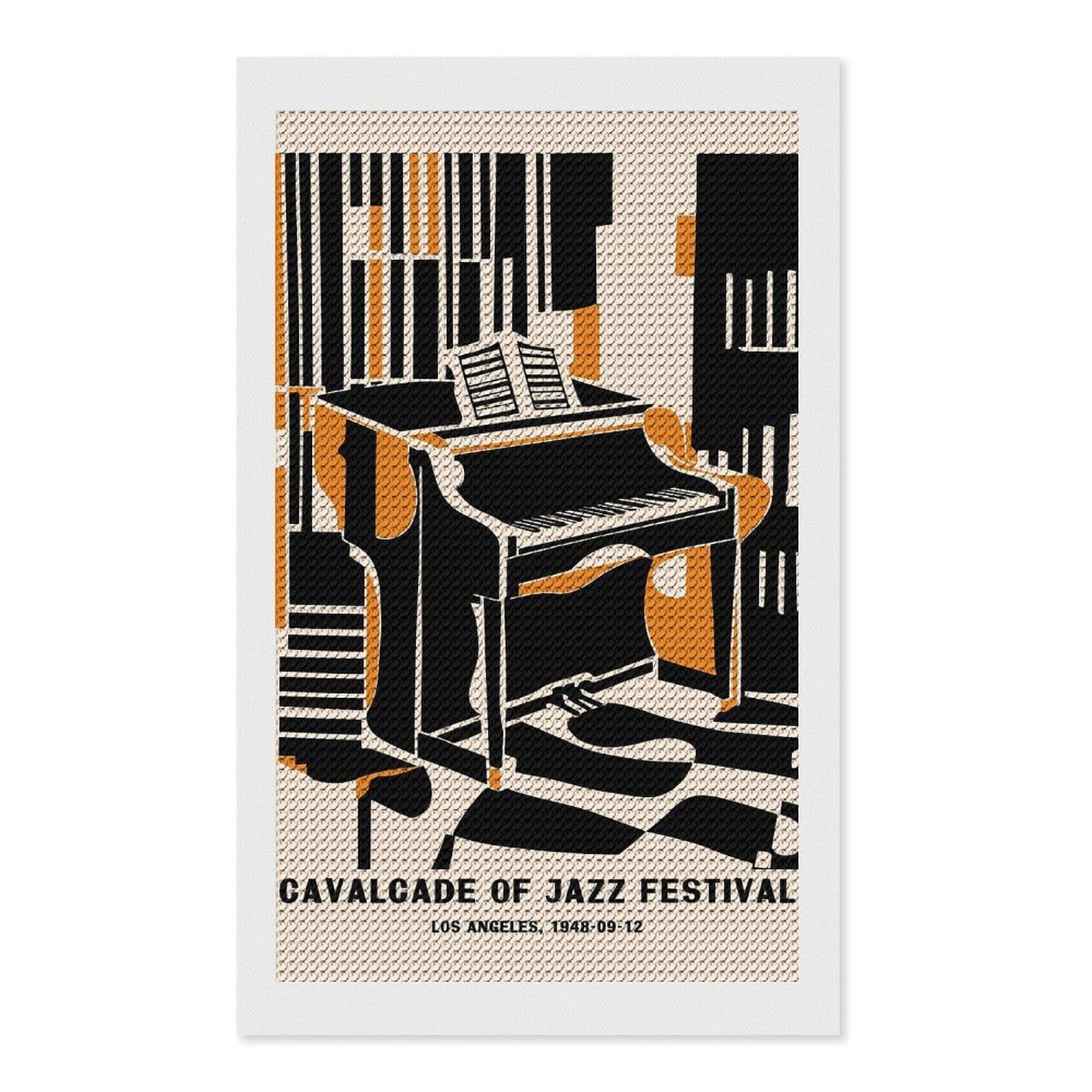 Junmoney Cavalcade of Jazz 1948 Diamond Art Kit 12"x20", Bedroom Decor, Adhesive Canvas, Full Kit Included, Thoughtful Present, Birthday Gift