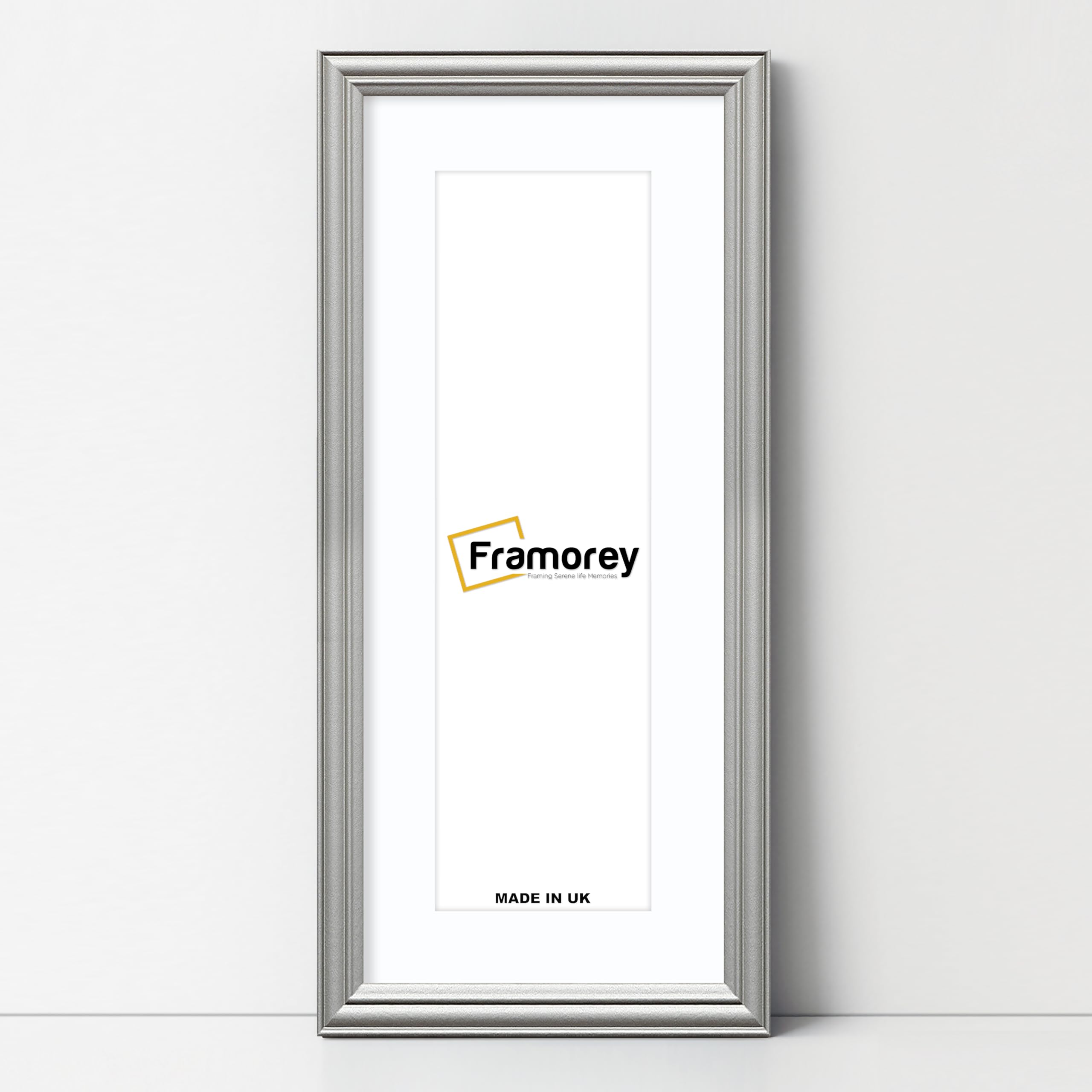 FRAMOREY Panoramic Style Antique LW Picture Frame, 16x9" Silver Photo Frame With 12x5" White Mount Wall Art Poster Frame, Modern Photo Frames, Home Décor Frames