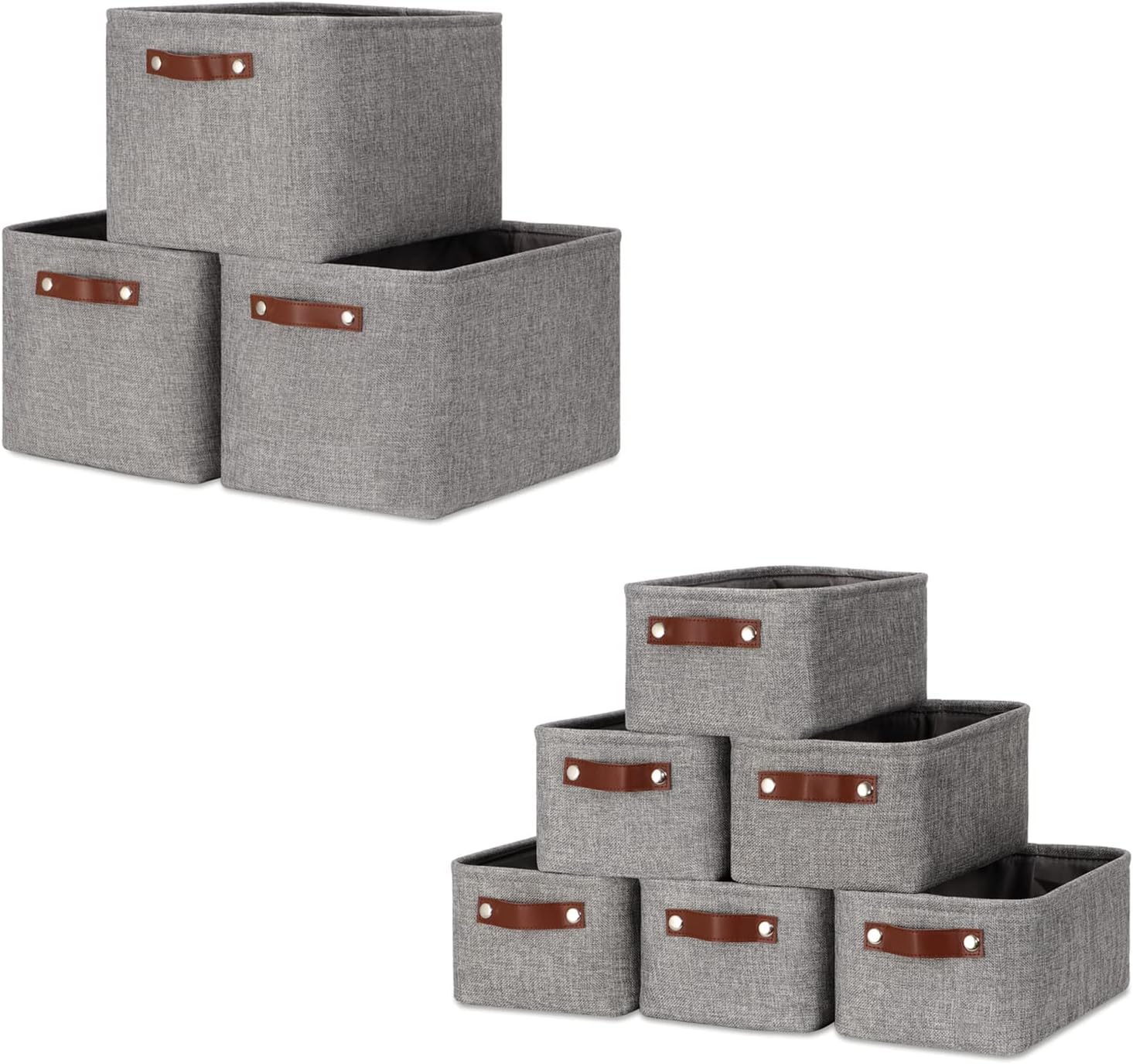 DULLEMELO Collapsible Bundle Baskets 3 Medium Baskets 15"x11"x9.5" + 6 Small Baskets 11.8"x7.9"x5.1"