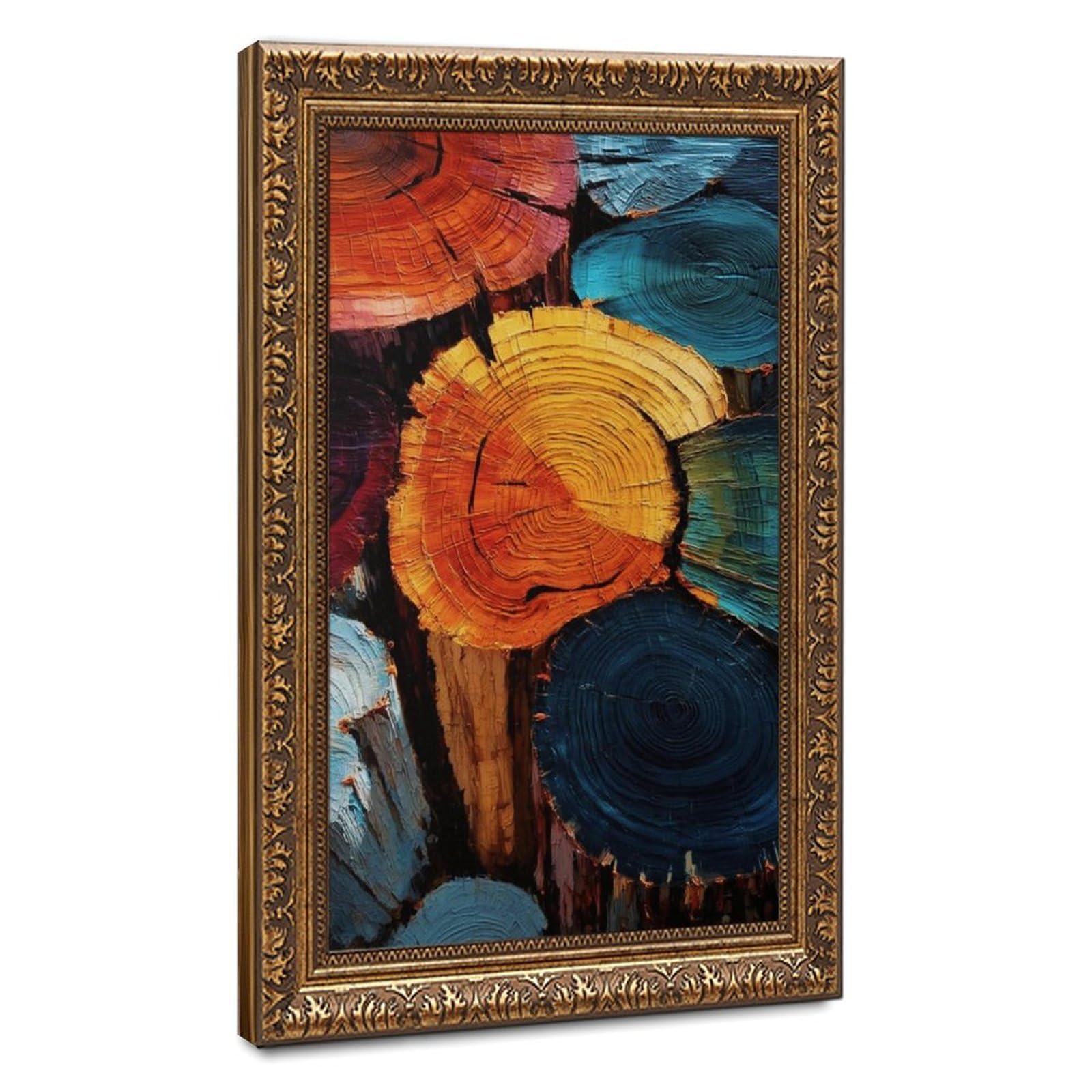 Bareronor Turquoise Cottagecore Tree Rings Canvas Poster Bedroom Decor Landscape Office Room Decor Gift 24" L X 36" W