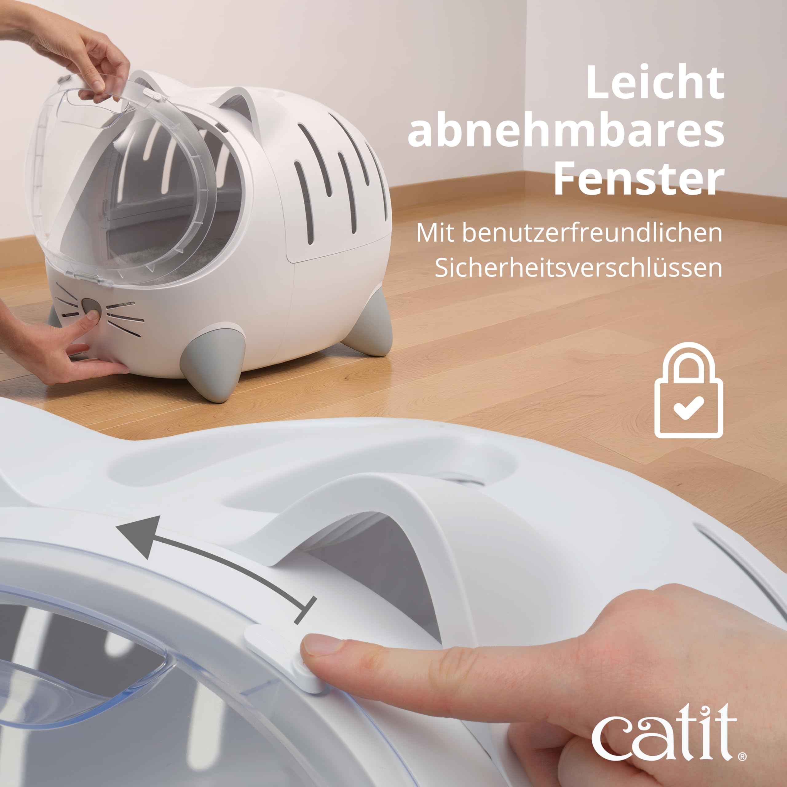 Catit PIXI MIO Katzentransportbox & Katzenbett 2-in-1, stressarme Transportlösung für Katzen bis 6 kg, grau
