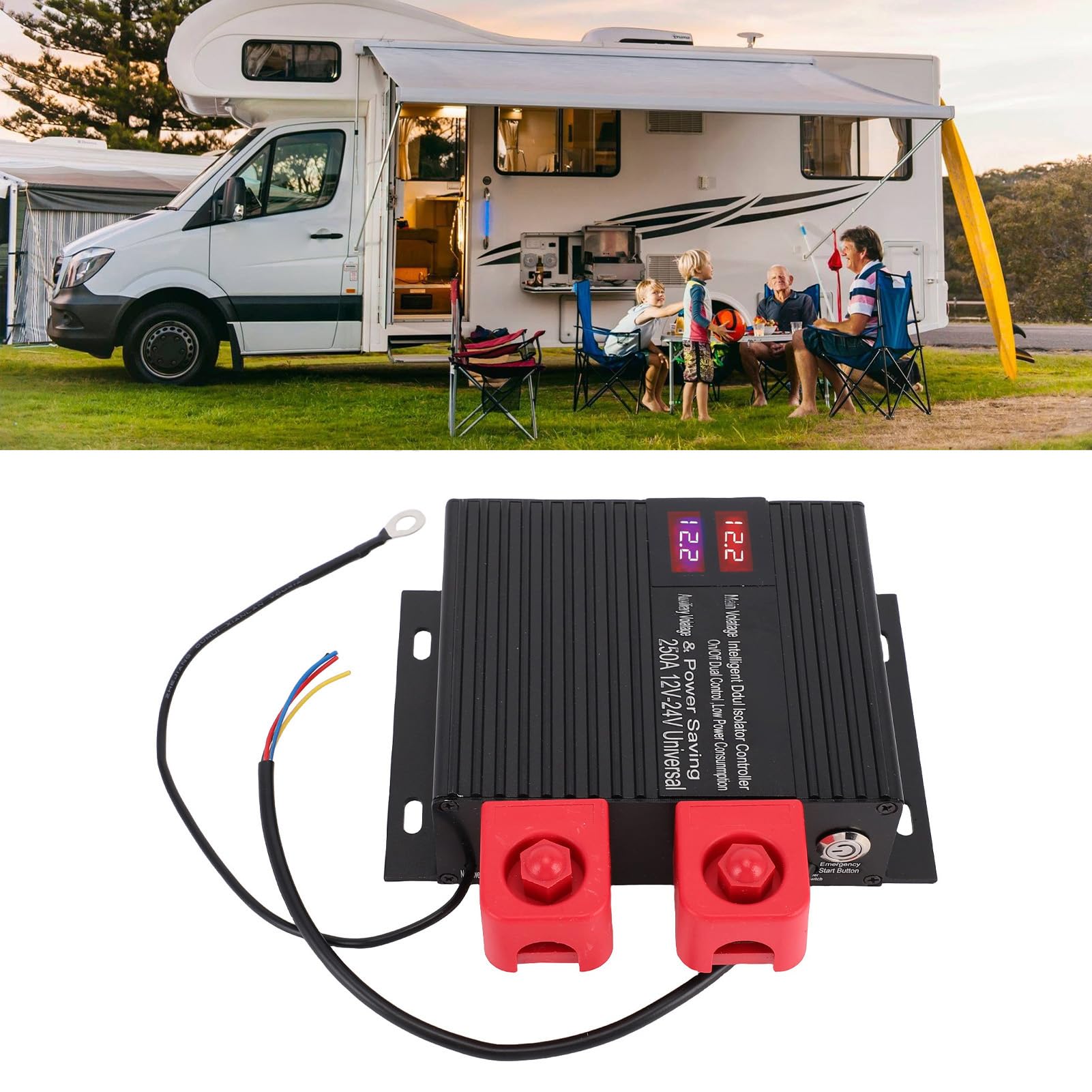 Generic 12V 24V Pasuje do Inteligentnego Izolatora Bezpieczne Podwójne źródło Zasilania dla Marine RV UTV Samochód łódź Ciężarówka Przyczepa ATV Pojazd Kempingowy Moto (250A)