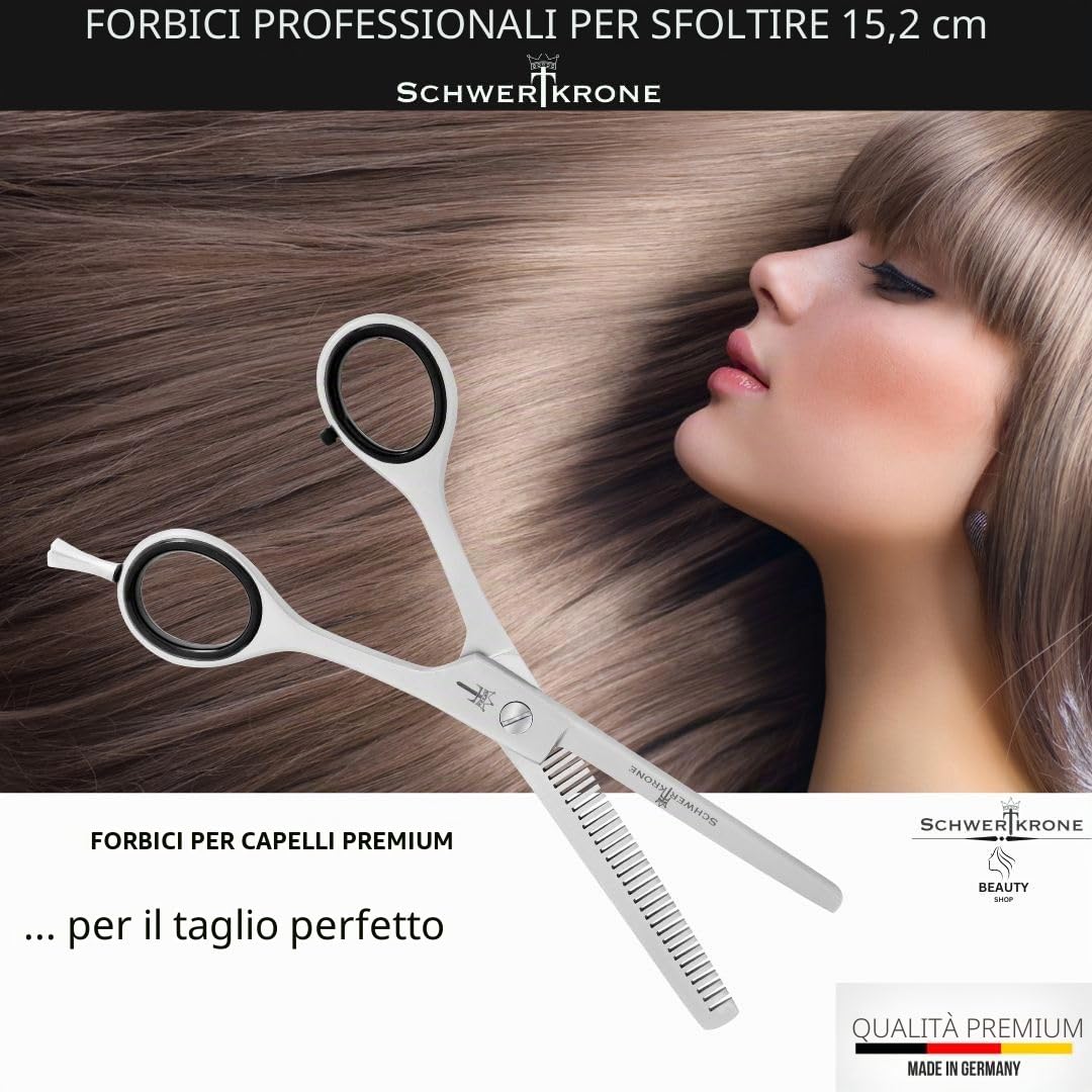 SCHWERTKRONE® Forbici da Modellazione in Acciaio Inox [Made in Germany] - Forbici Professionali per Parrucchiere e Taglio Capelli