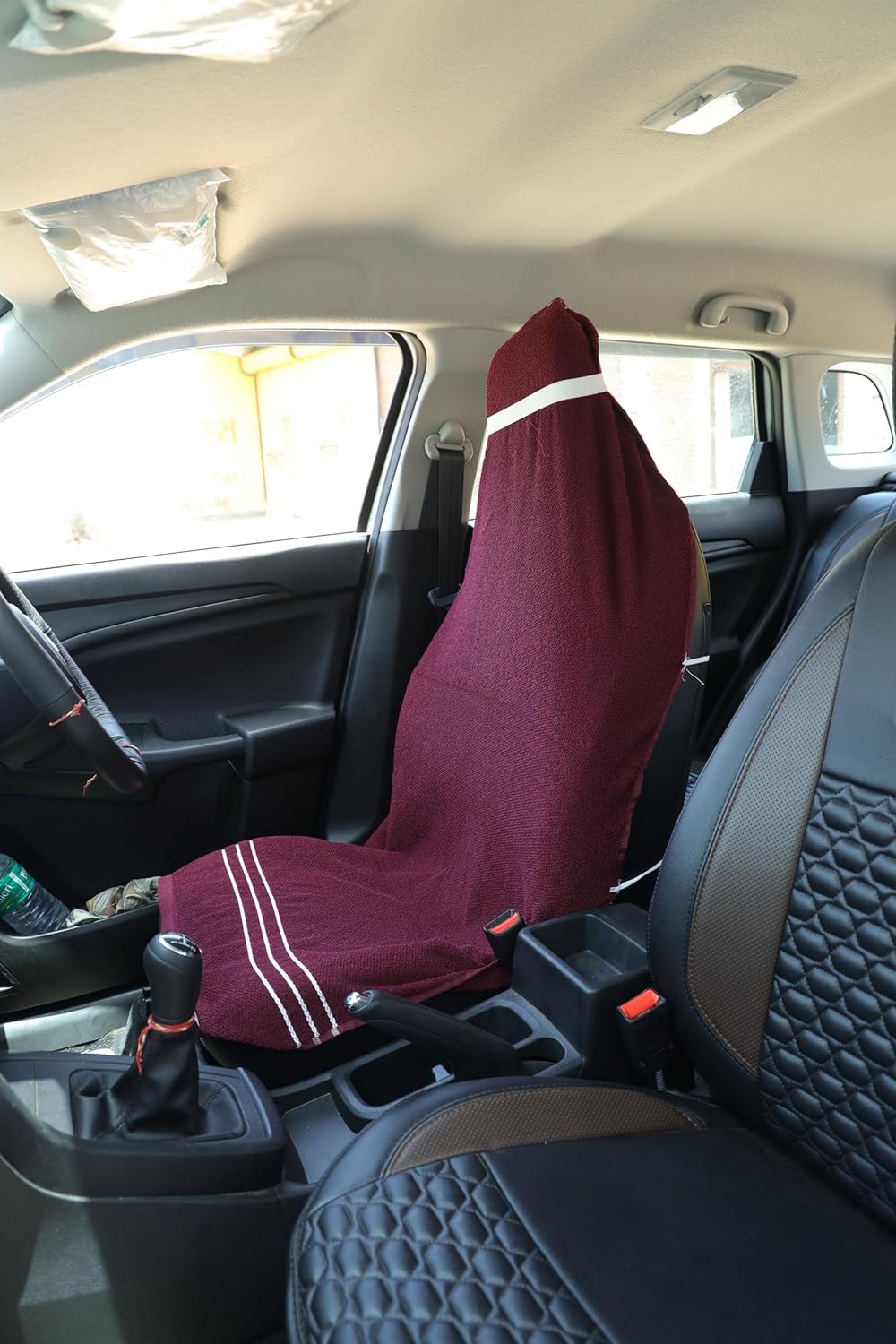 VIP BAGDA Luxury car seat Towel with Tie Knot 550 GSM - (Pack of 2) Original Product AS PER Picture Shown (Maroon, Cotton) 3