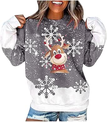 Weihnachtspullover Damen Mit Rentier-Muster - Ugly Christmas Style
