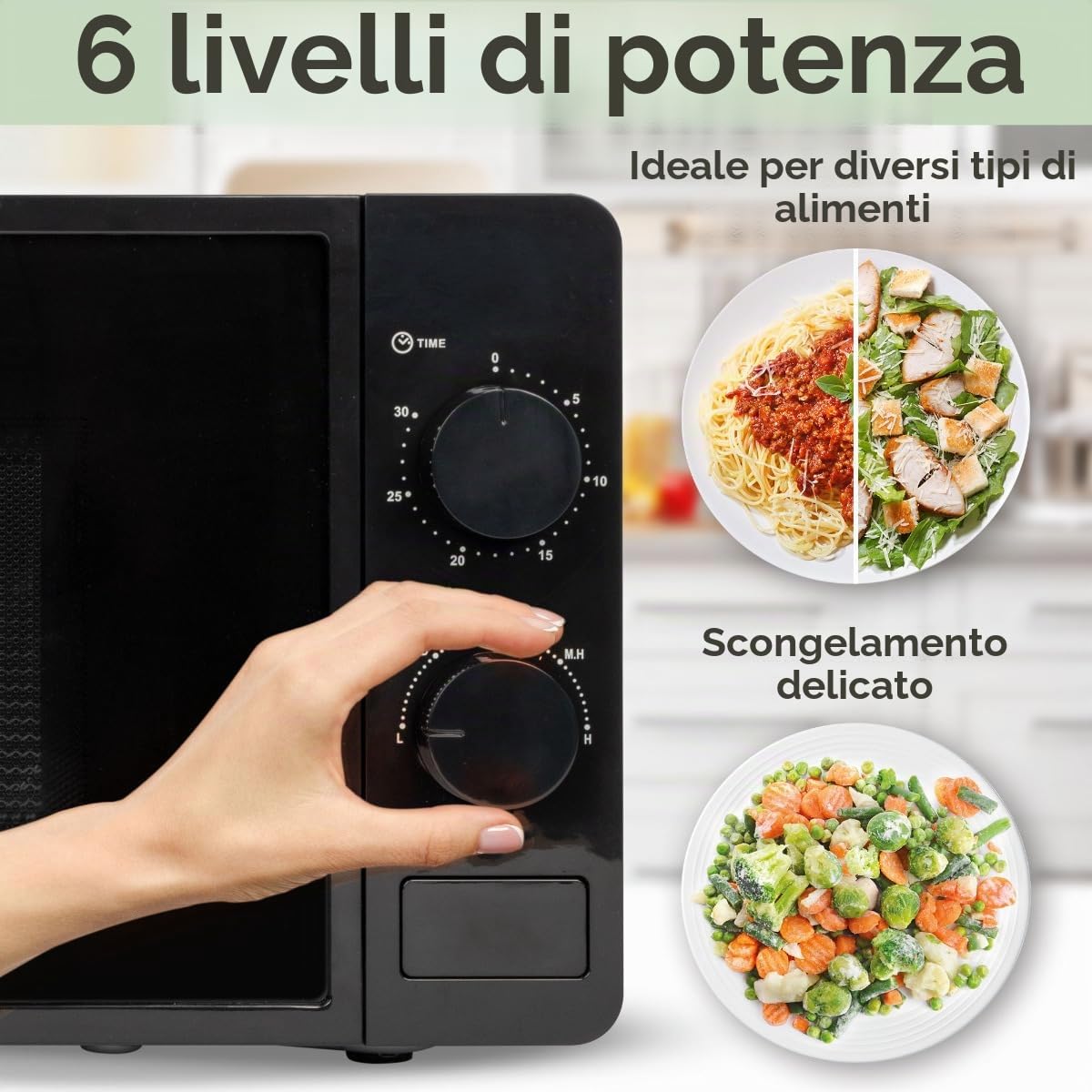 Clatronic® Microonde, 700 Watt, 6 livelli, 20 litri, piatto girevole a 360°, timer con segnale finale, forno a microonde, MW 791, nero