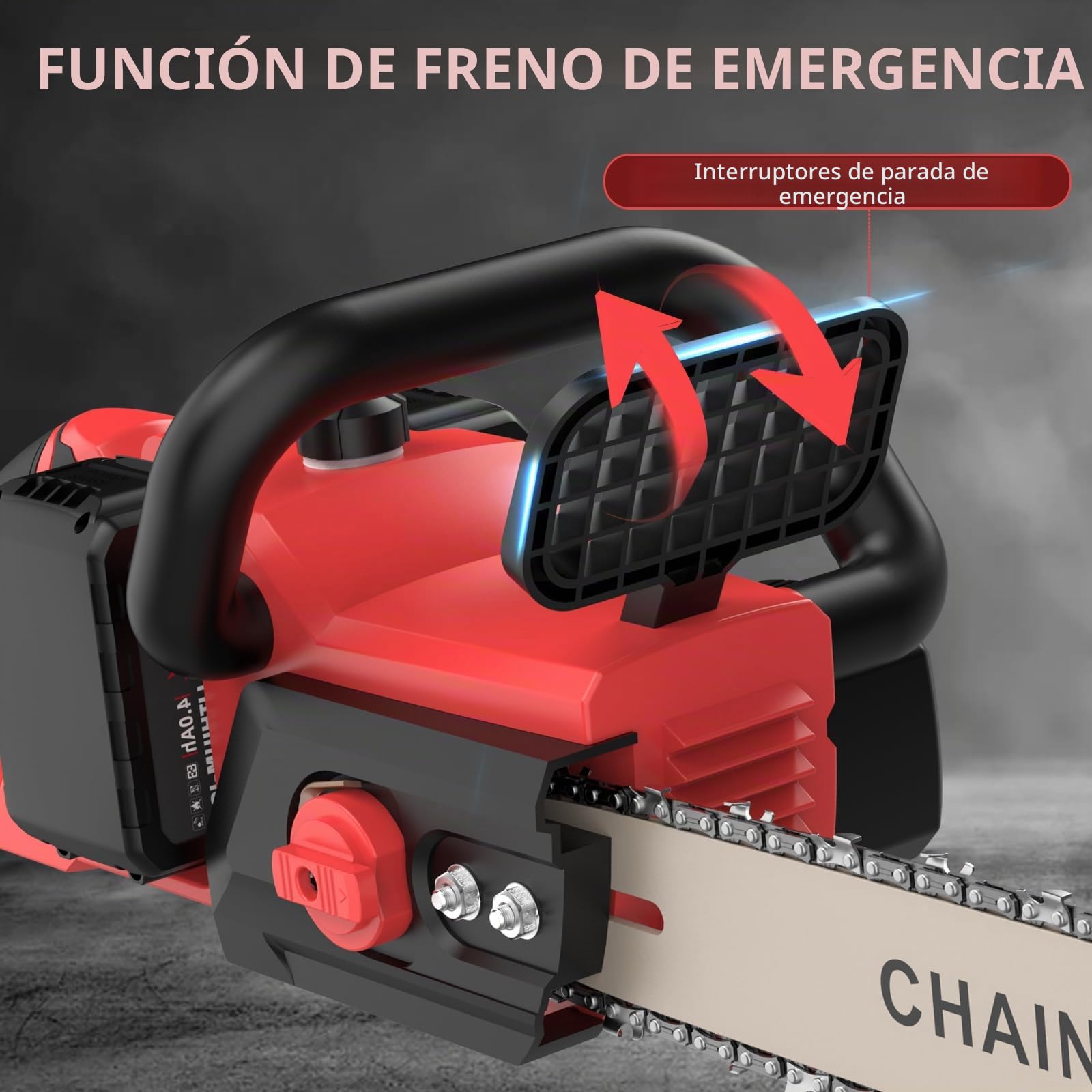 Motosierra eléctrica con batería de 16 pulgadas, 42 V (21 V*2), con 2 baterías de 4000 mAh, motor sin escobillas de 1800 W, lubricación automática de cadena, 40 cm de longitud de espada, para leña y