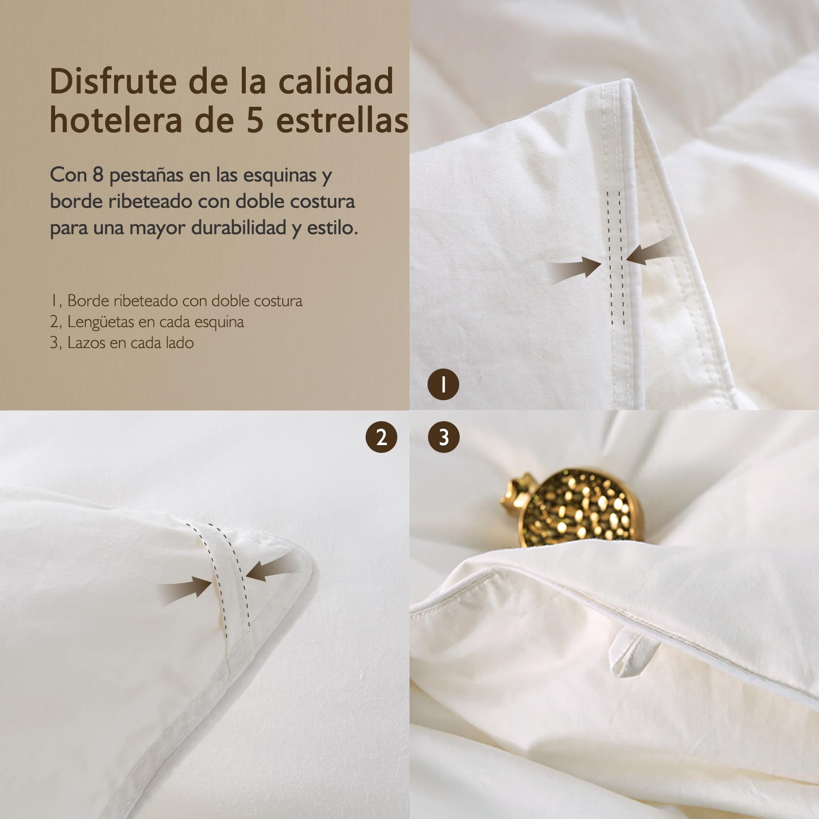 BPC Edredón de plumón de Lujo Cama 90，100% algodón orgánico Edredon nordico de Plumas para Invierno 155x220 cm, edredones ultrasuaves Hotel Collection Individual de Plumon, Oeko-Tex y RDS