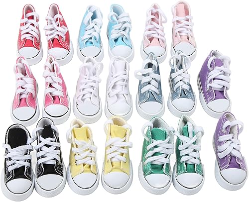 Miniatura 1 de 10 pares de zapatos de muñeca, 3 pulgadas, colores surtidos, zapatos de lona para muñecas de 23.6 in, 13 BJD, accesorios