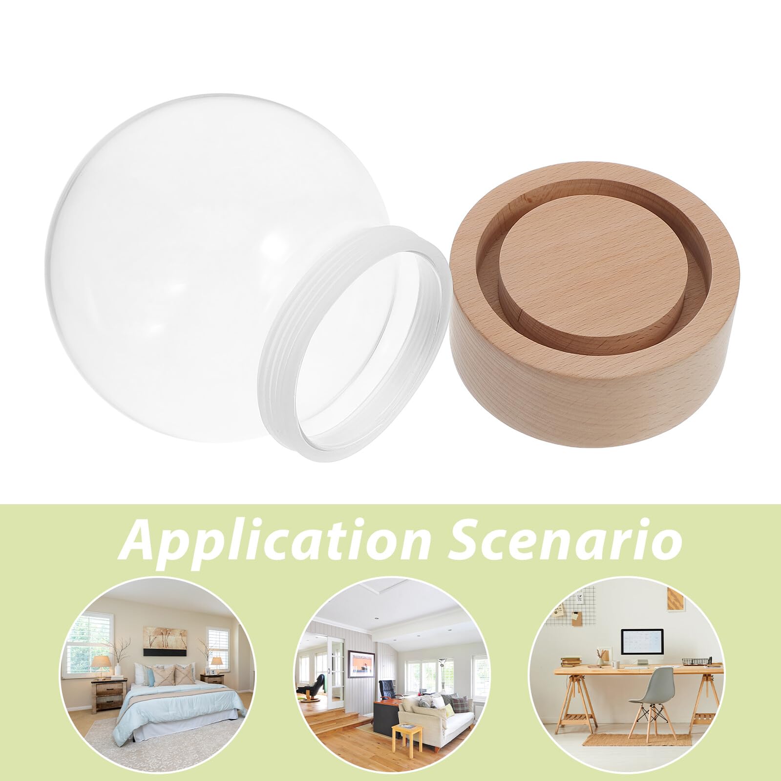 Bola de Nieve Cristal Transparente Esfera con Caja de Música Base Madera para Manualidades DIY Decoración Hogar Obsequio Único
