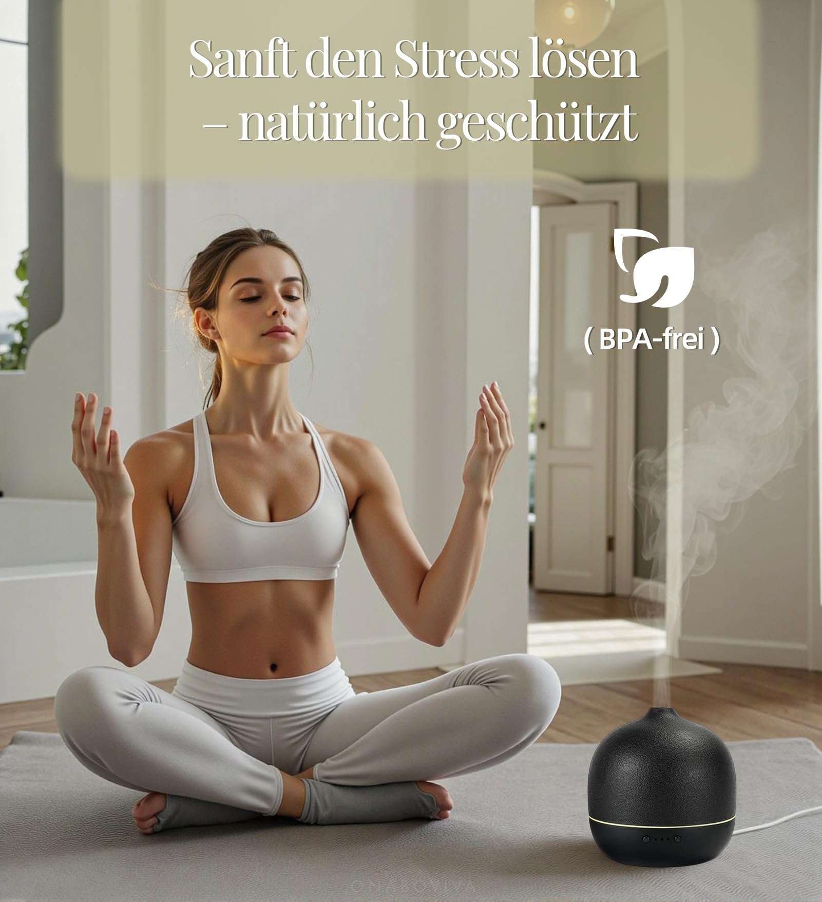 Diffusore di aromi: diffusore di oli essenziali a ultrasuoni da 2,4 MHz, in ceramica, con umidificatore, spegnimento automatico, senza BPA, silenzioso, ideale per camera da letto, ufficio, yoga, spa e