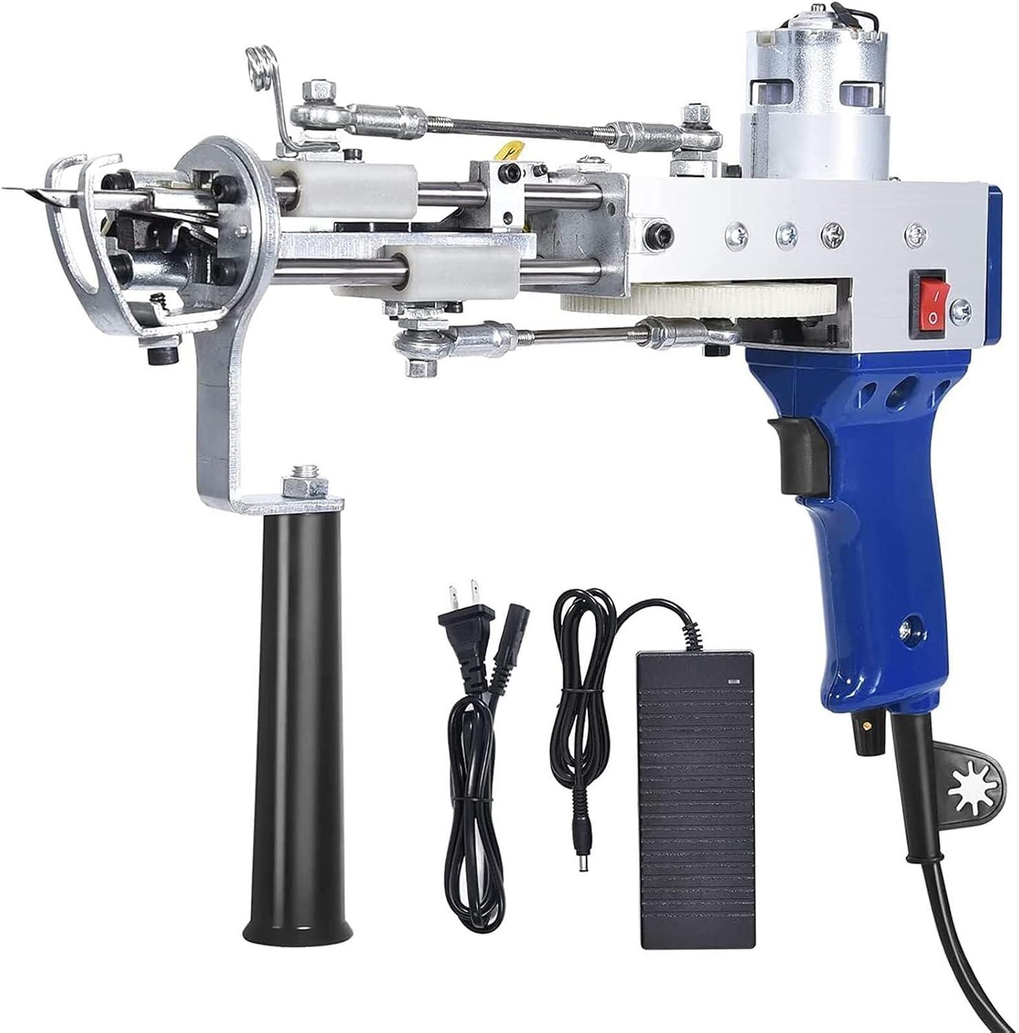 Electric Carpet Tufting Gun Kit, Cut Pile Rug Weaving Machine, Adjustable 5-40 Stitches/sec, 7-21mm Pile Height
