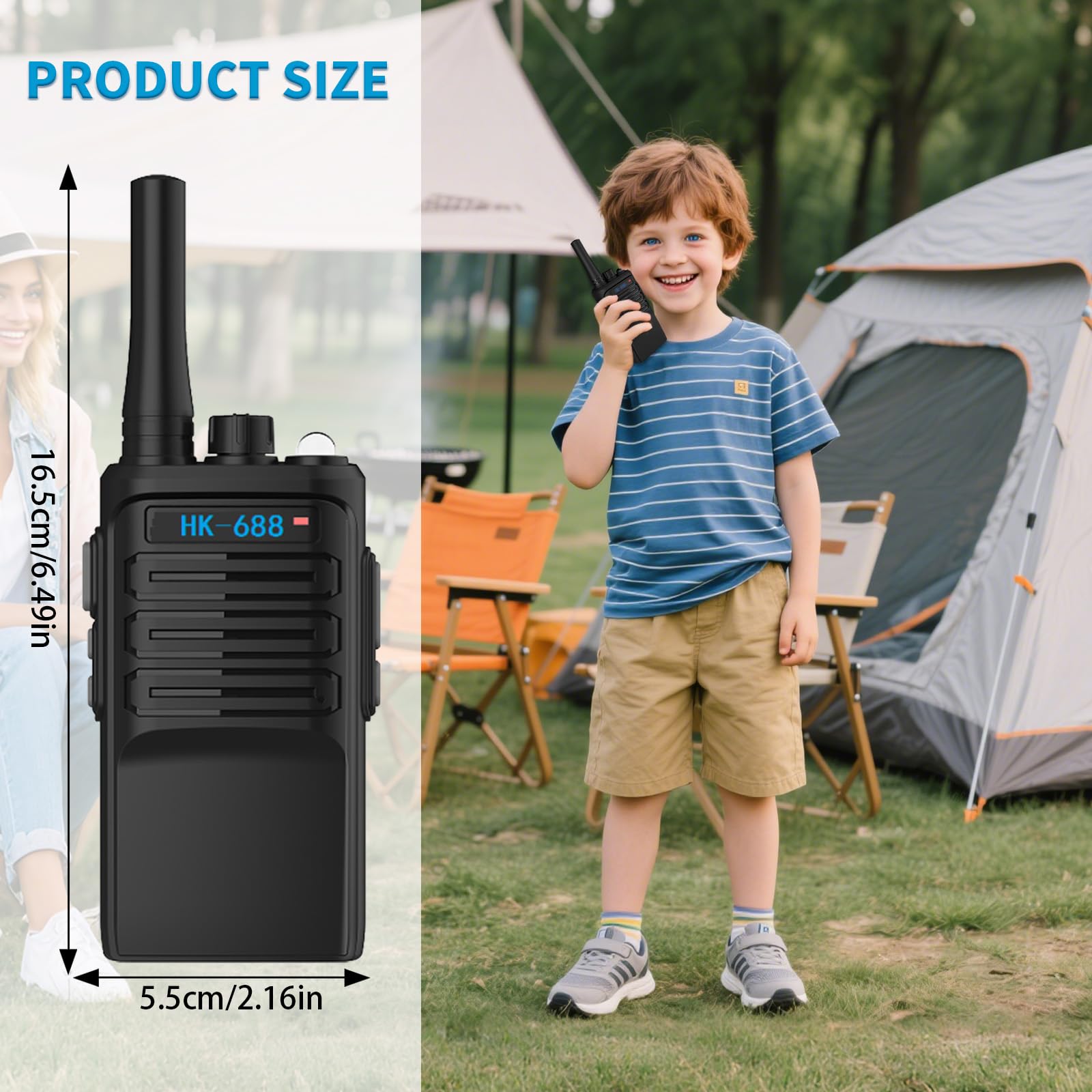 2 walkie talkies para niños recargables de 1.9 mi de mano Walkie Talkies de largo alcance 16 canales de 2 vías de radio de 2 vías, regalos para niñas de 3 a 18 años de edad, para exteriores 7